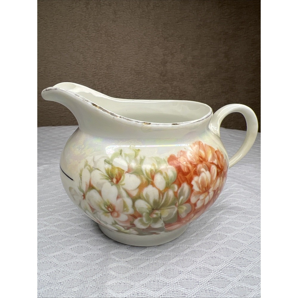 Vintage Zen Scherzer & Co Bavarian Floral  Lusterware Creamer